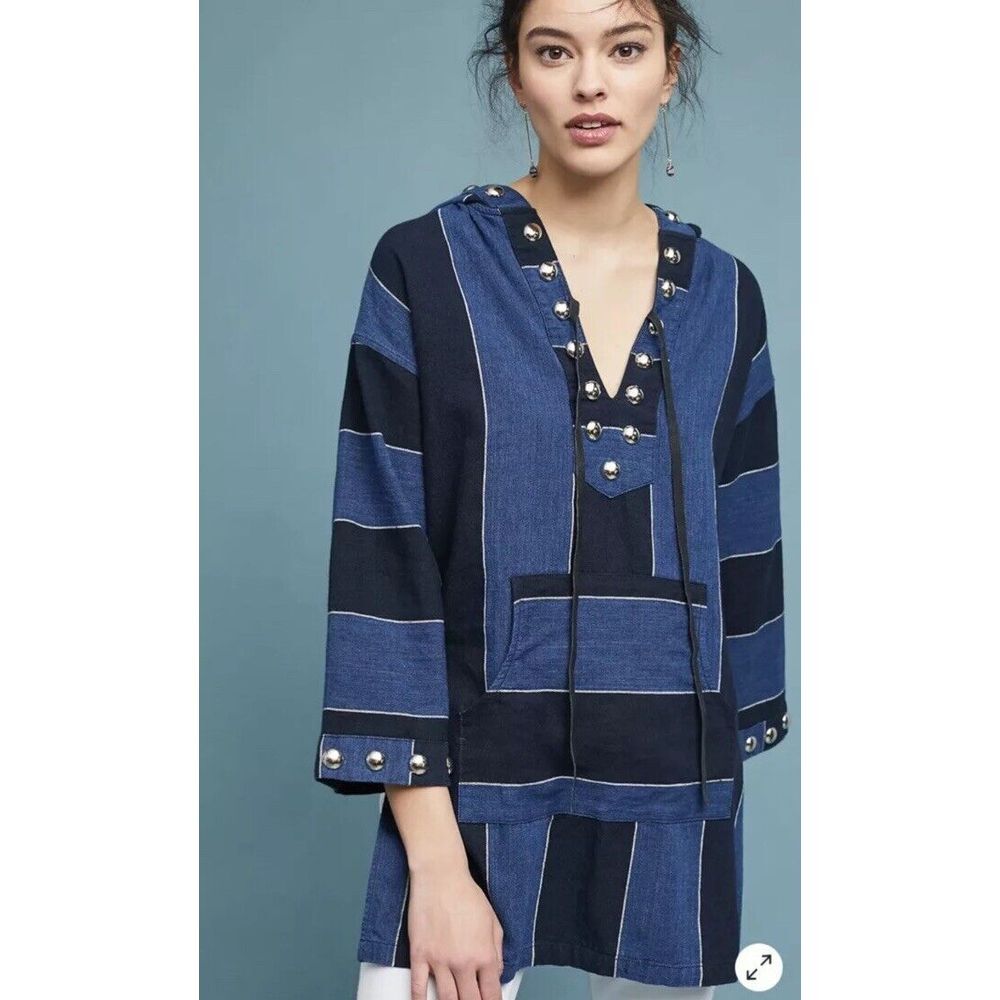 NWT Citizens of Humanity Baja Striped Hoodie Tunic Top Size S $475 Embellished